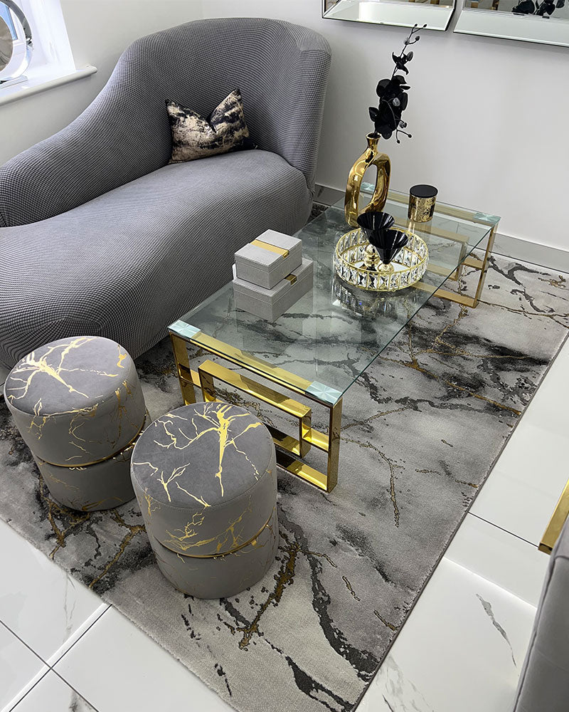 CRAFT 23270 GREY GOLD ABSTRACT MARBLE RUG