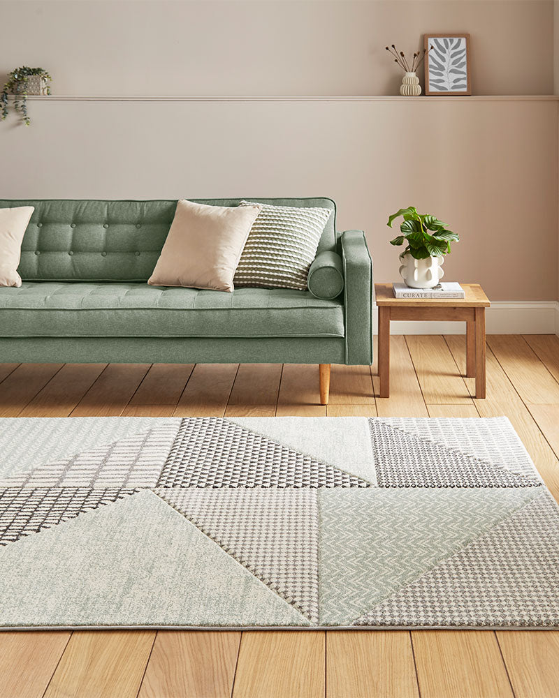 CATHERINE LANSFIELD LARSSON GEO SAGE GREEN / GREY RUG