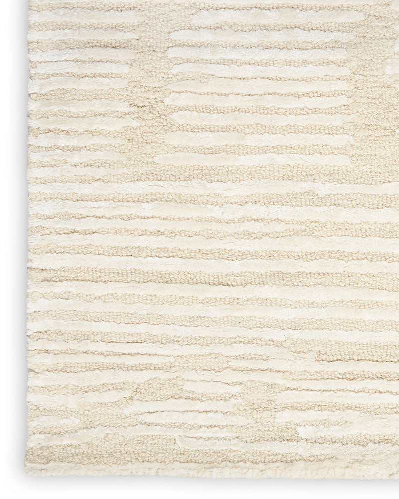 CALVIN KLEIN LINEAR LNR01 IVORY CUT & LOOP WOOL RUG
