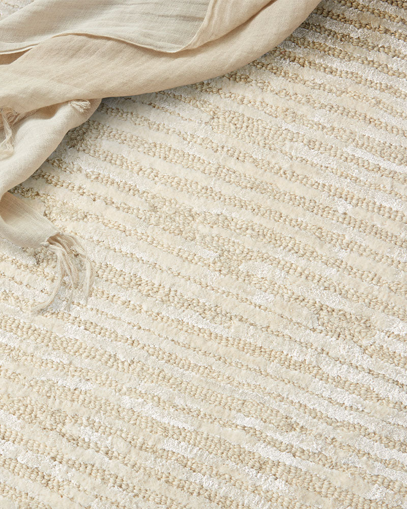 CALVIN KLEIN LINEAR LNR01 IVORY CUT & LOOP WOOL RUG