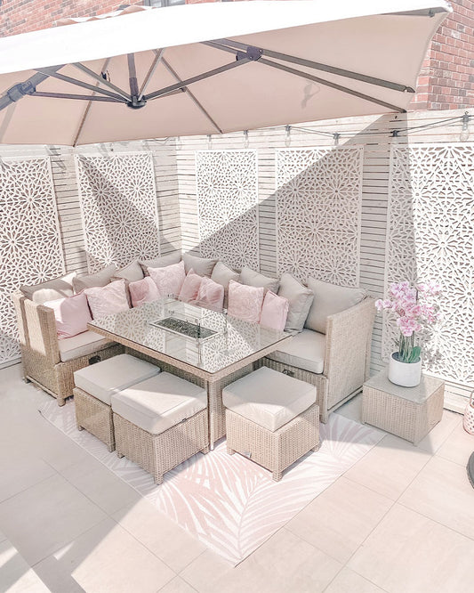 PATIO PAT21 PINK PALM INDOOR OUTDOOR FLATWEAVE RUG