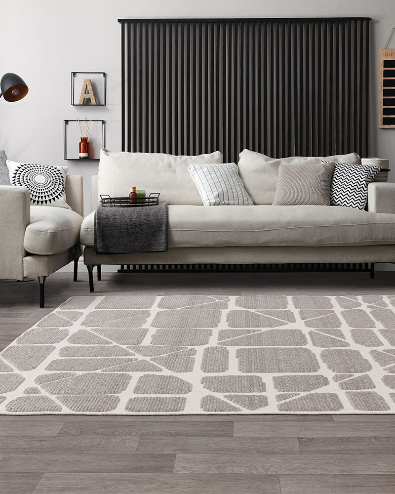FREJA METHOD GREY WASHABLE TEXTURED RUG