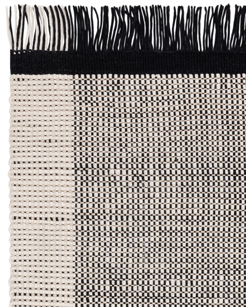 AVALON MONOCHROME BLACK WOOL FLATWEAVE RUG