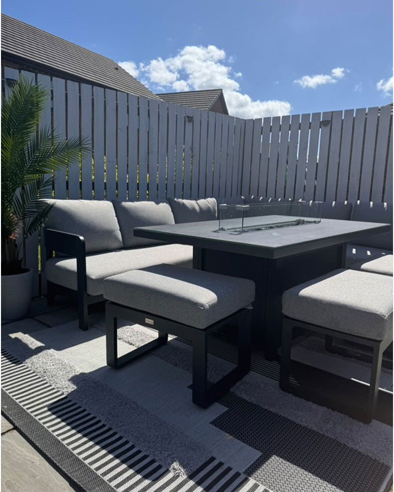 MONTY OUTDOOR RUG MN05 BLACK / GREY GEOMETRIC