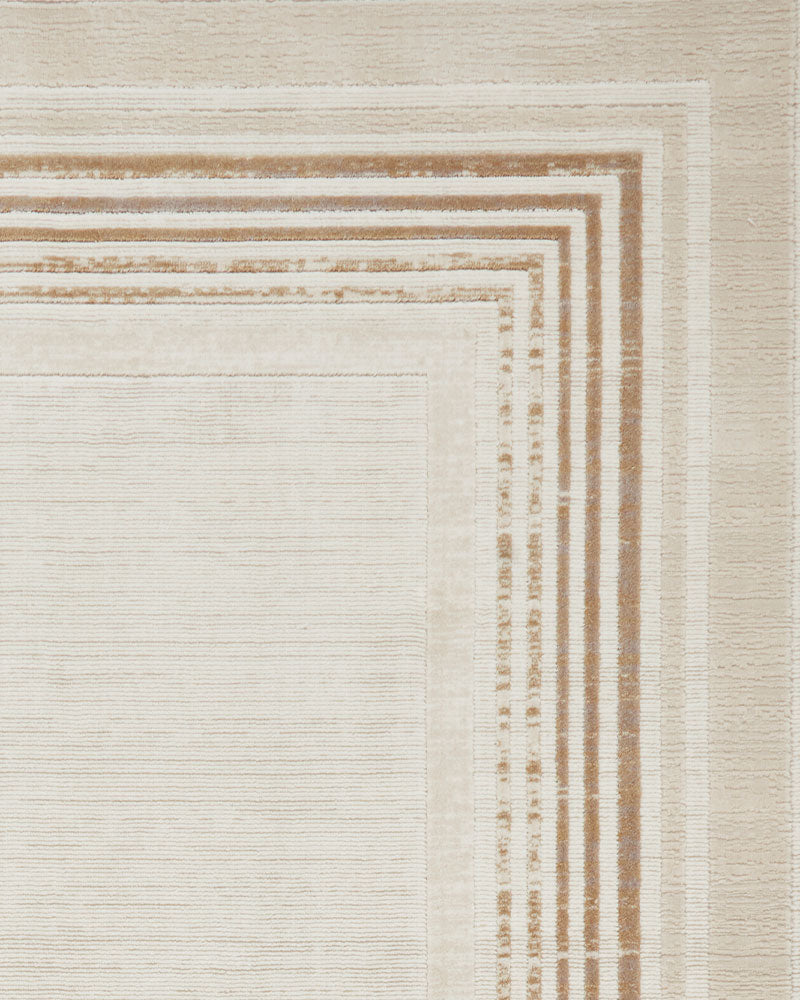 MIRAGE MR38 CREAM MODERN BORDER METALLIC RUG