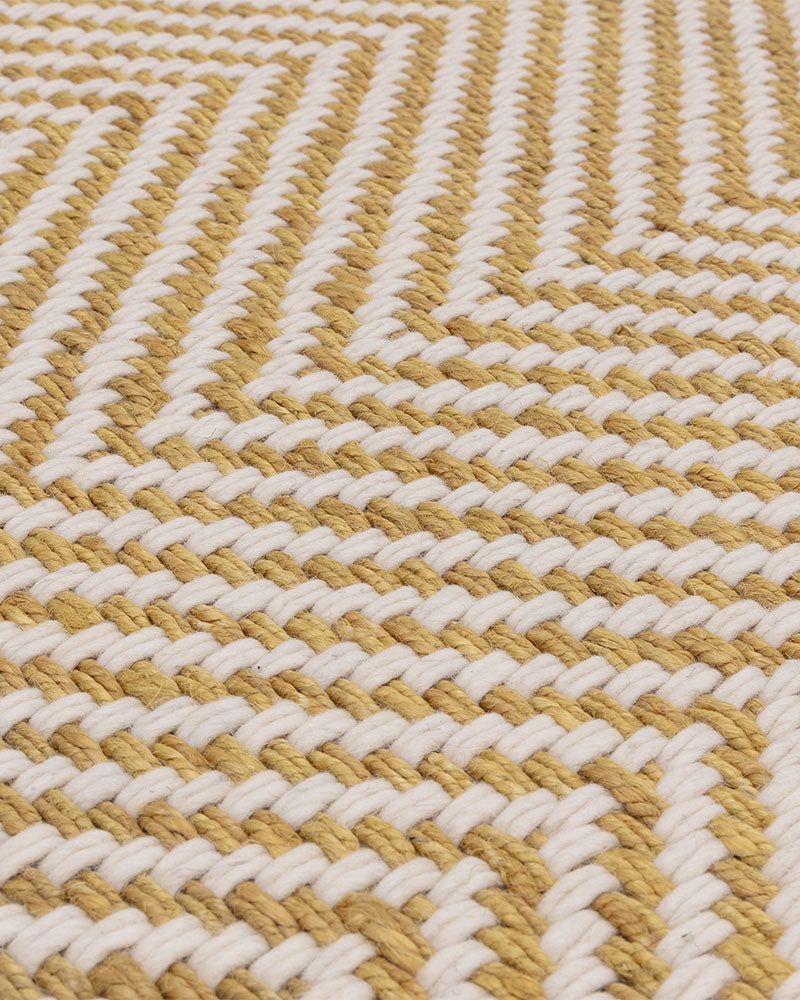 VIGO OCHRE REVERSABLE JUTE WOOL ZIG ZAG CHEVRON RUG
