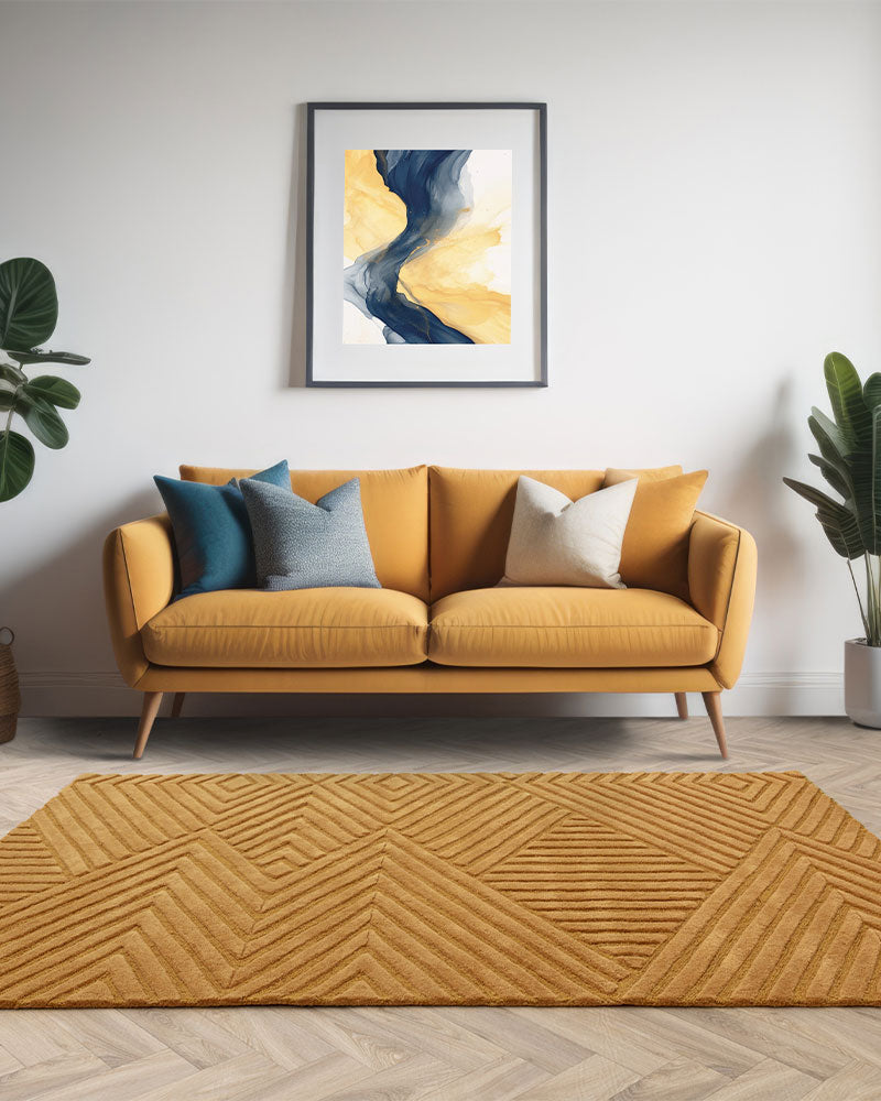 HAGUE OCHRE HAND TUFTED 100% WOOL RUG