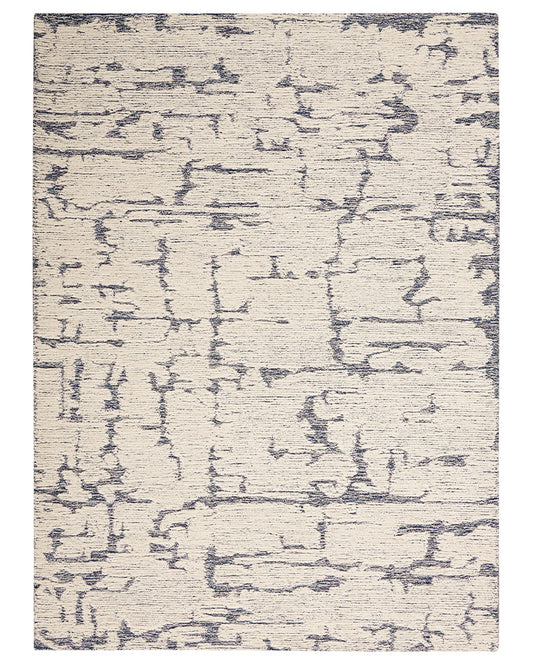 CALVIN KLEIN SCULPTURAL BLUE CUT & LOOP WOOL RUG