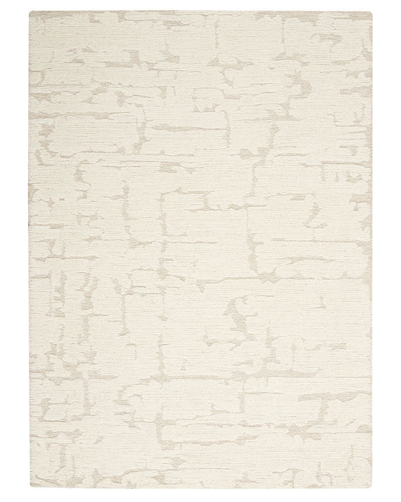 CALVIN KLEIN SCULPTURAL IVORY CUT & LOOP WOOL RUG