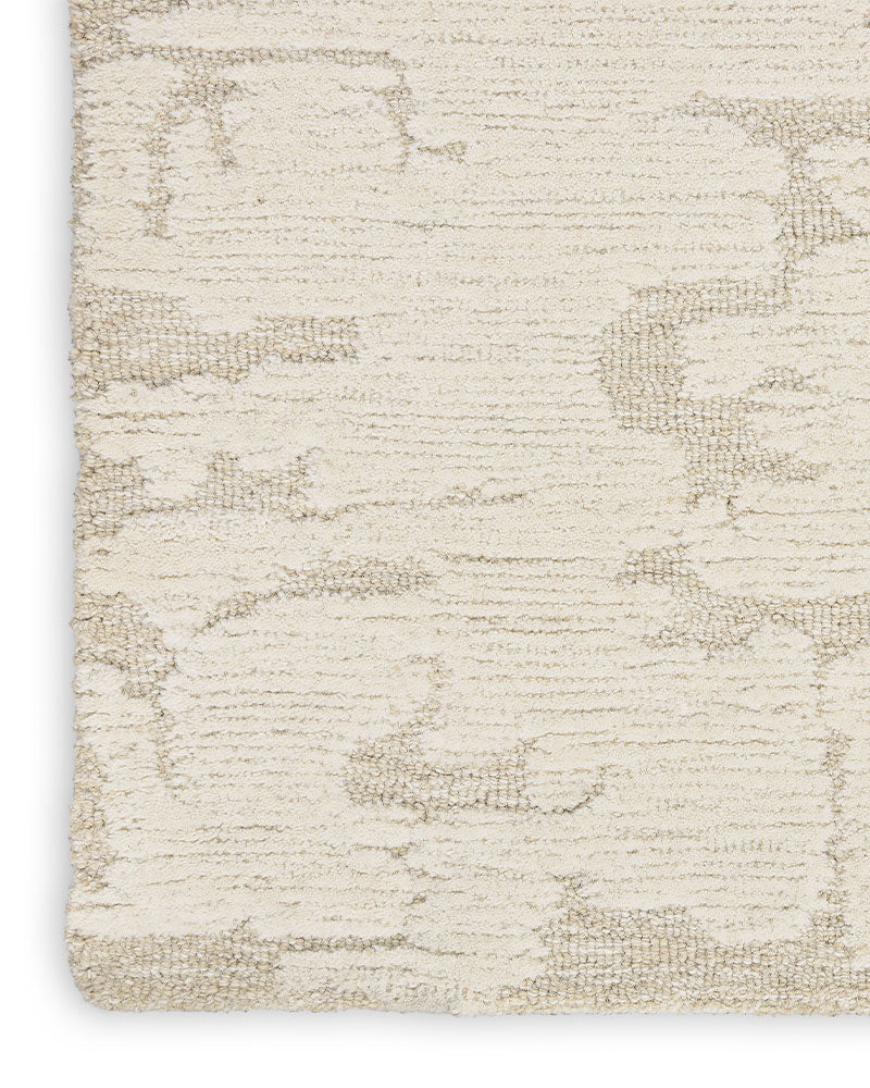 CALVIN KLEIN SCULPTURAL IVORY CUT & LOOP WOOL RUG