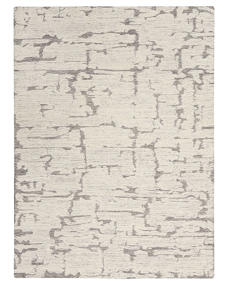 CALVIN KLEIN SCULPTURAL GREY CUT & LOOP WOOL RUG