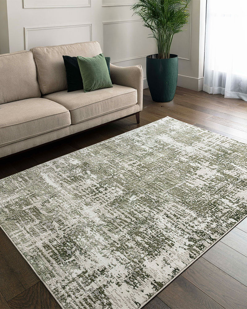 STELLAR ST10 SAGE GREEN MODERN ABSTRACT HIGH SHINE RUG