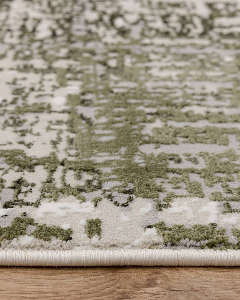 STELLAR ST10 SAGE GREEN MODERN ABSTRACT HIGH SHINE RUG