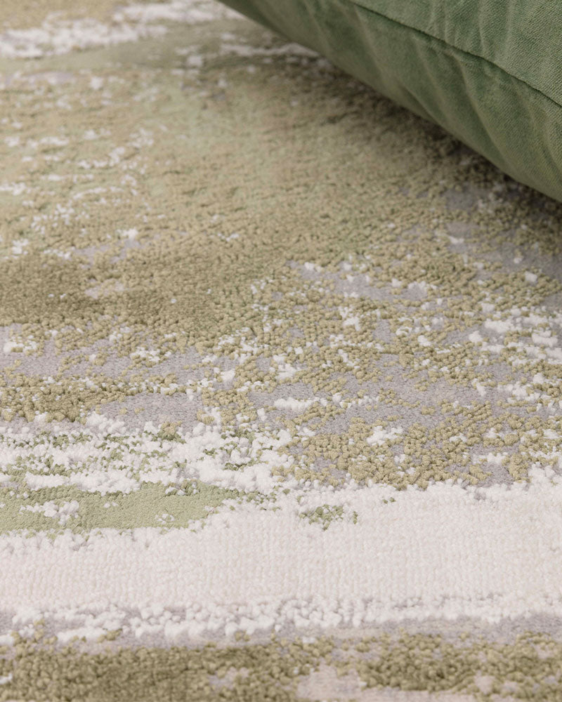 STELLAR ST08 SAGE GREEN MODERN ABSTRACT HIGH SHINE RUG