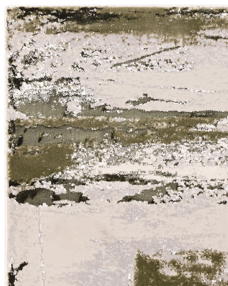 STELLAR ST08 SAGE GREEN MODERN ABSTRACT HIGH SHINE RUG