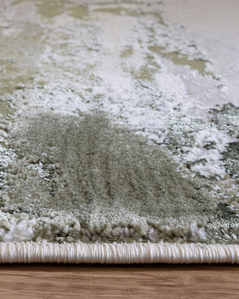 STELLAR ST08 SAGE GREEN MODERN ABSTRACT HIGH SHINE RUG