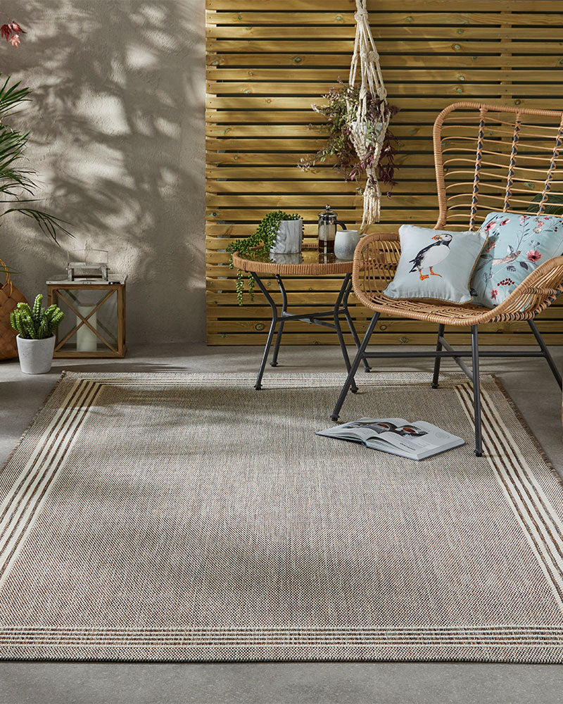 TERRAZZO TRZ02 BORDER FLATWEAVE INDOOR OUTDOOR RUG EARTH BROWN