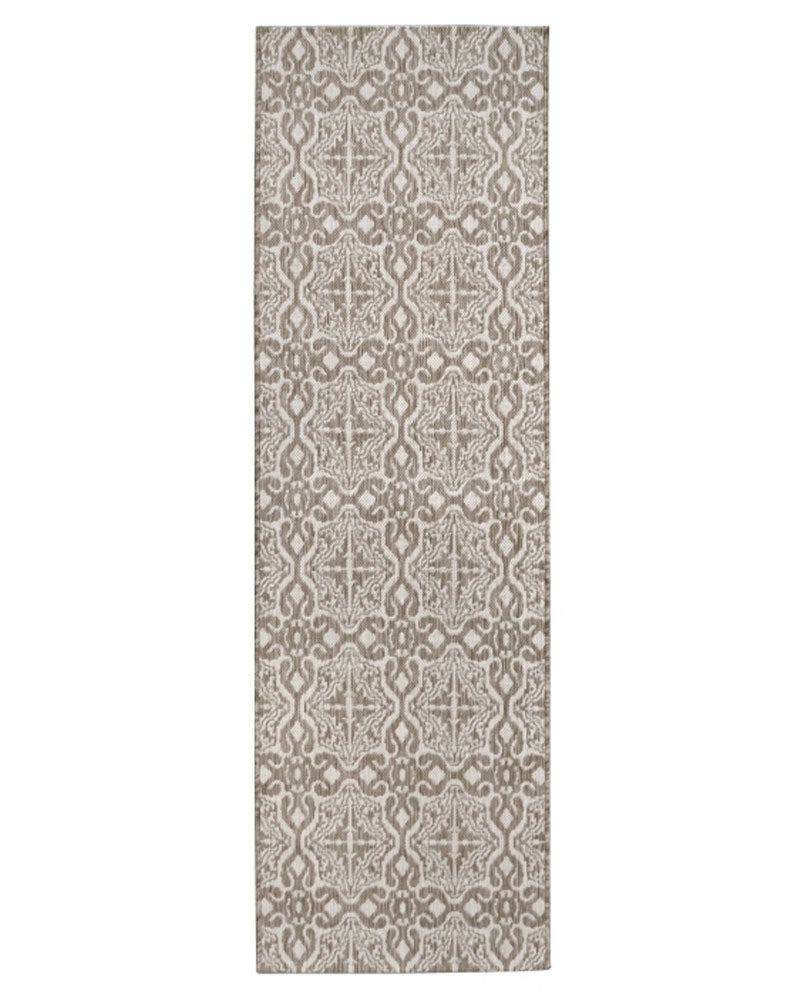 NEUTRAL VICTORIAN TAUPE INDOOR / OUTDOOR FLATWEAVE RUG RUNNER
