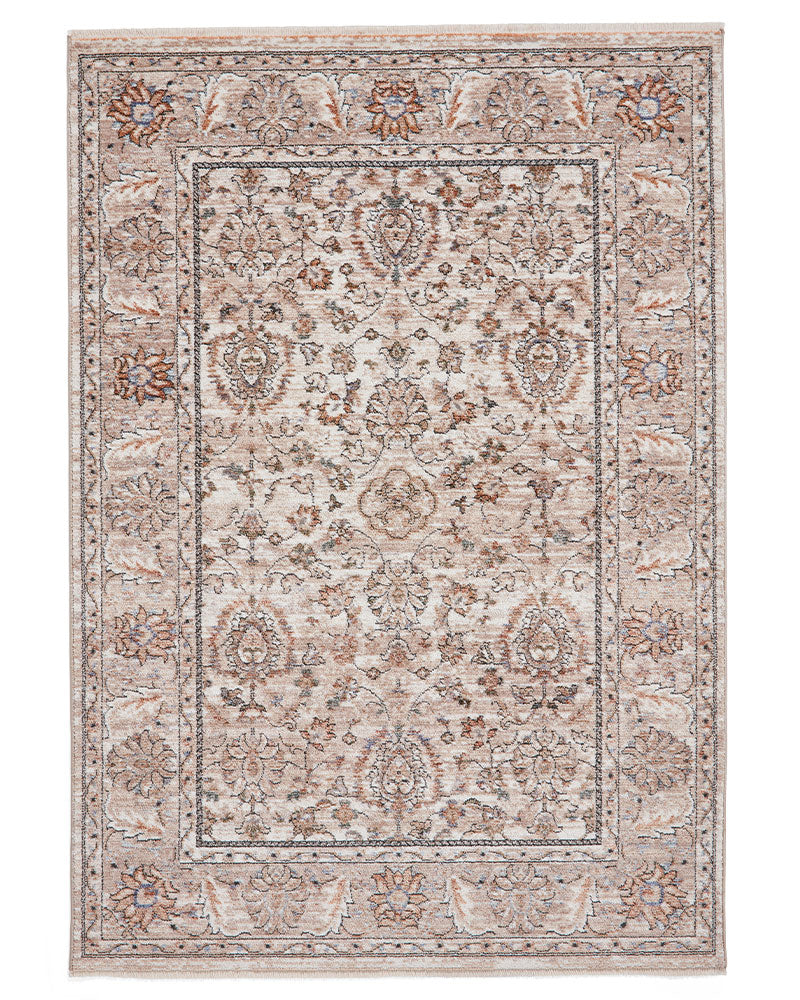 VINTAGE 35027 BEIGE TRADITIONAL DISTRESSED STYLE MEDALLION BORDER RUG