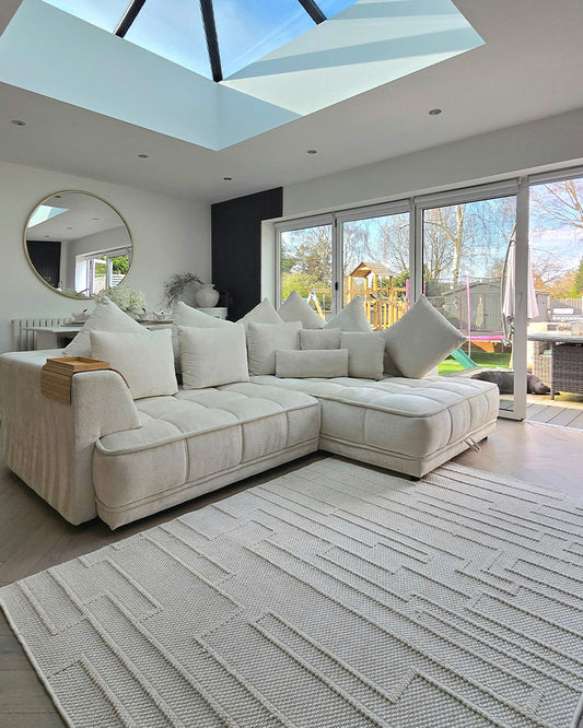 CAMBER TRACK IVORY MODERN LINEAR FLATWEAVE RUG