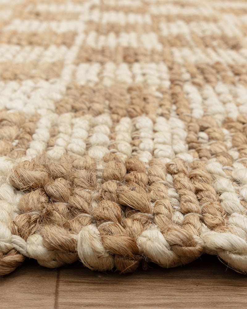 NATURI NATURAL BEIGE CHECKERBOARD JUTE RUG (PRE-ORDER)