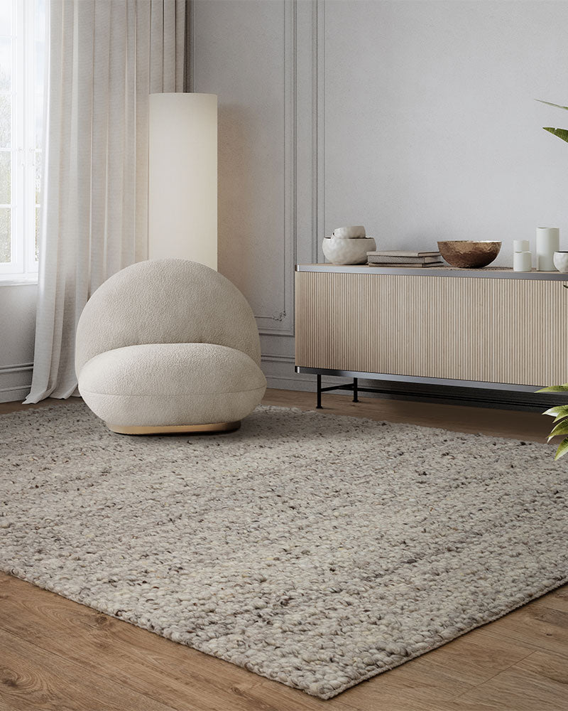 ADLER SILVER GREY NATURAL WOOL LOOP RUG