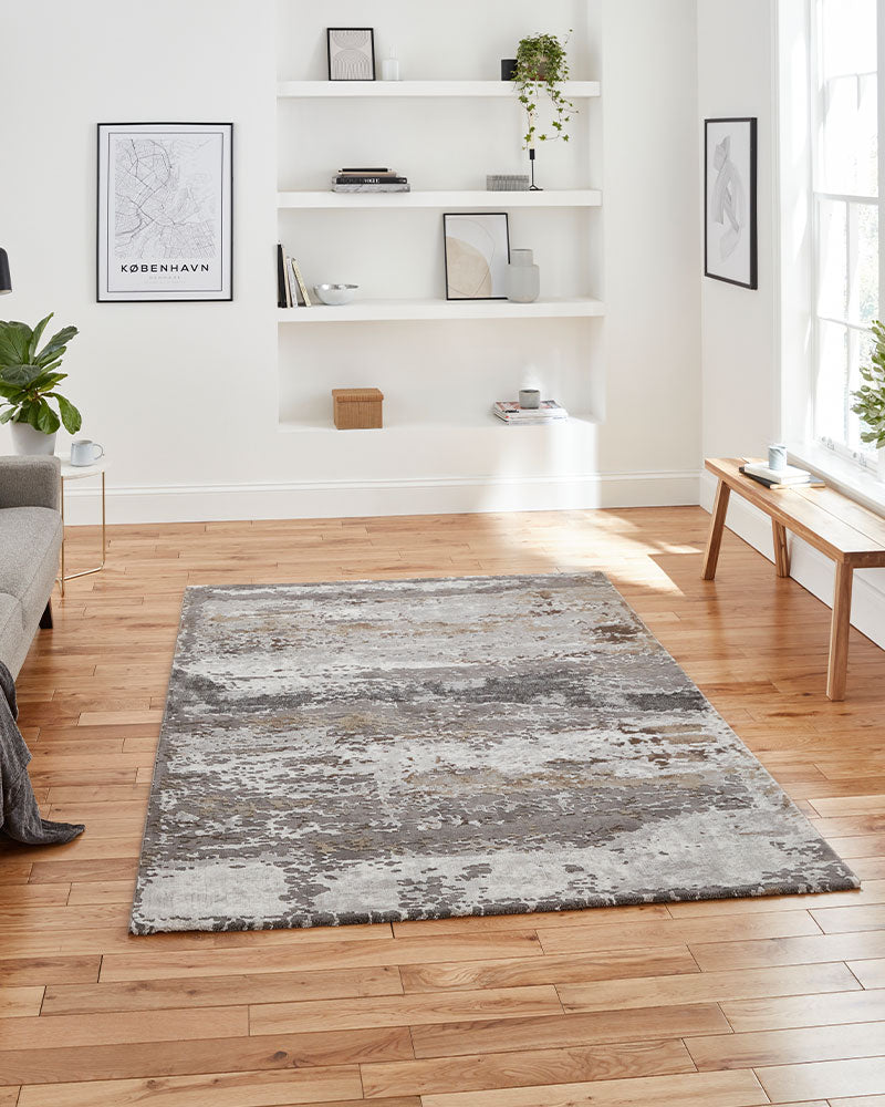 CRAFT 19788 GREY BEIGE ABSTRACT MARBLE RUG