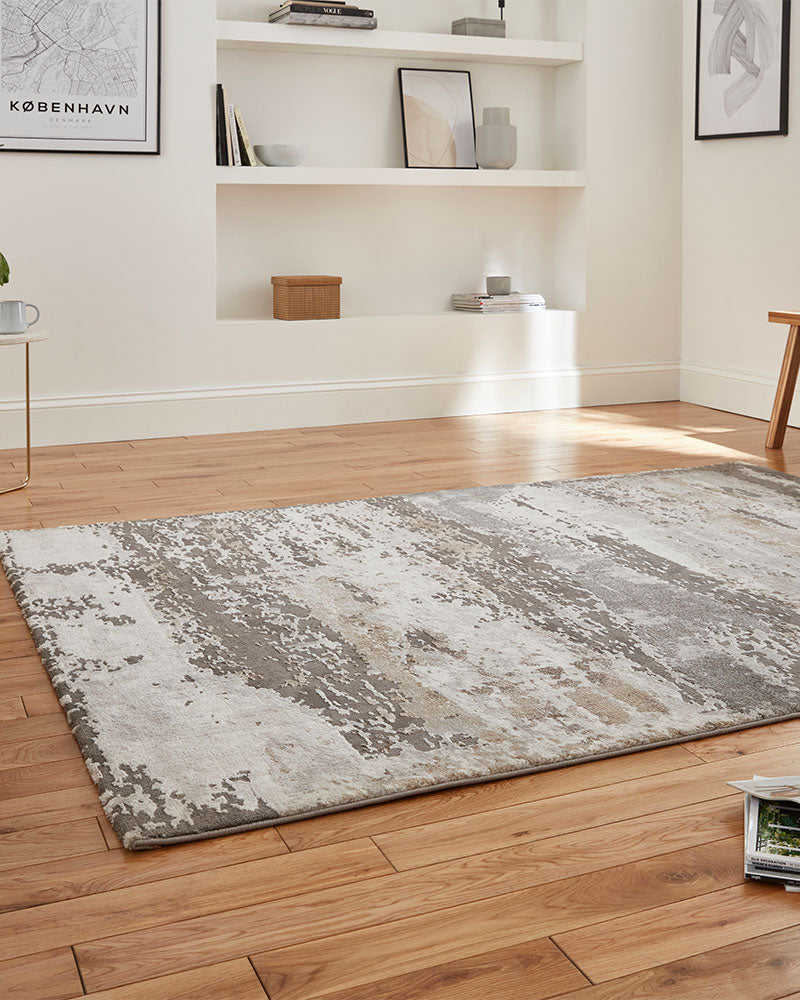 CRAFT 19788 GREY BEIGE ABSTRACT MARBLE RUG