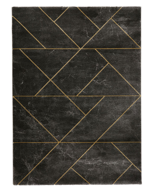 CRAFT 23486 DARK GREY GOLD GEOMETRIC MARBLE RUG