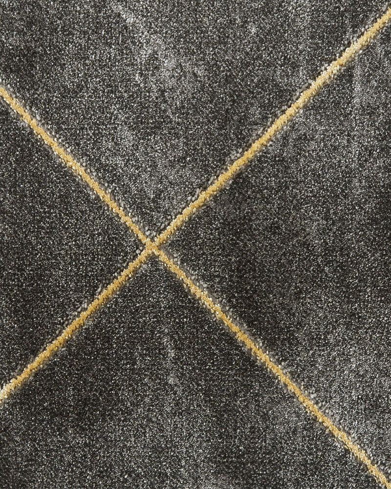 CRAFT 23486 DARK GREY GOLD GEOMETRIC MARBLE RUG
