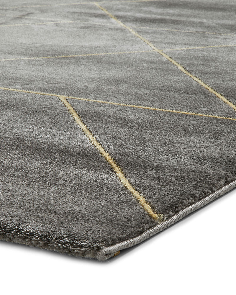 CRAFT 23486 DARK GREY GOLD GEOMETRIC MARBLE RUG