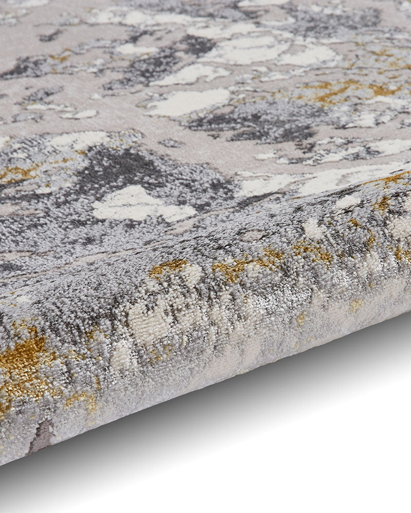 APOLLO 2677 GREY GOLD METALLIC ABSTRACT RUG