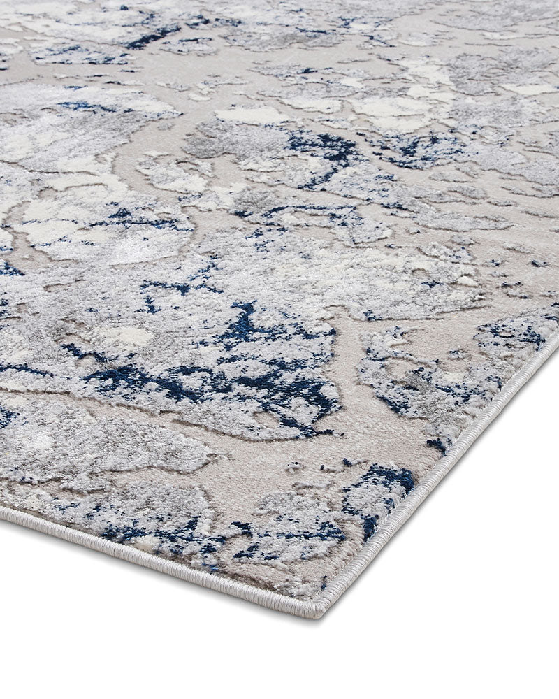 APOLLO 2677 GREY NAVY METALLIC ABSTRACT RUG