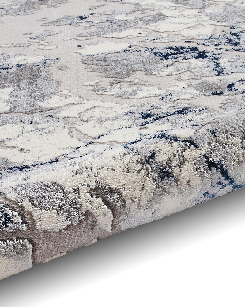 APOLLO 2677 GREY NAVY METALLIC ABSTRACT RUG