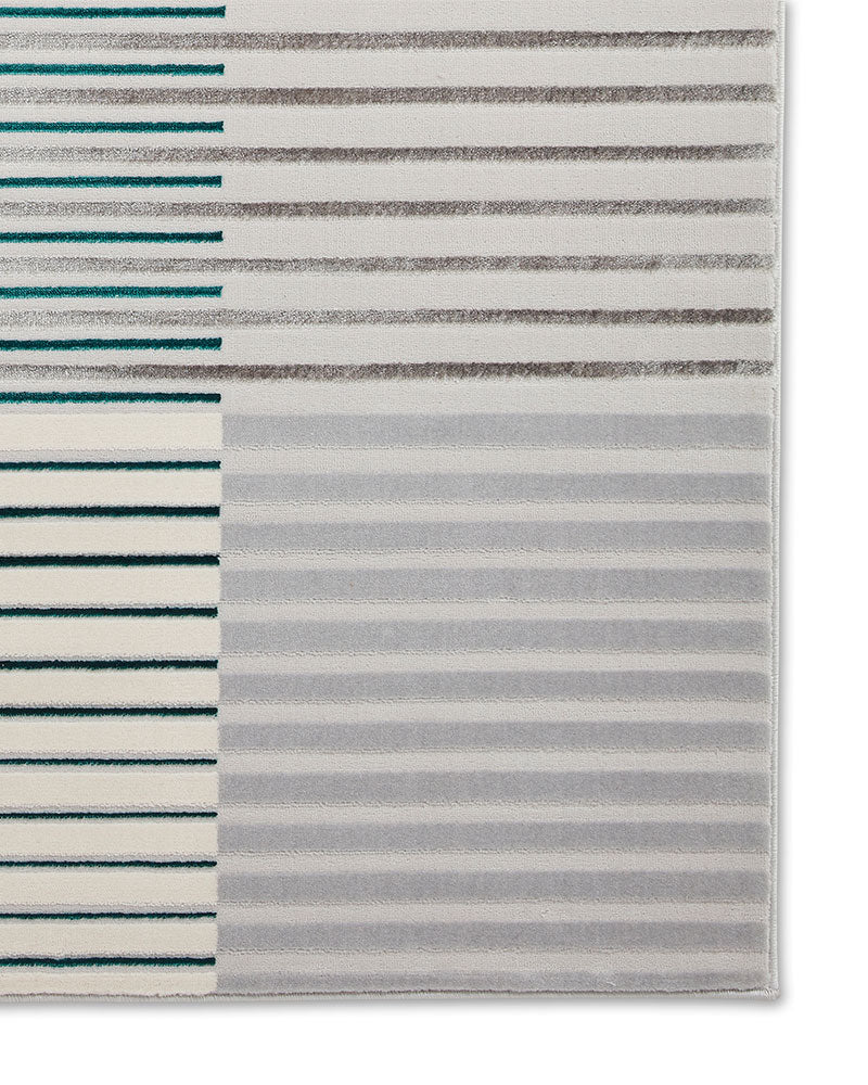 APOLLO 2681 GREY GREEN METALLIC STRIPE RUG