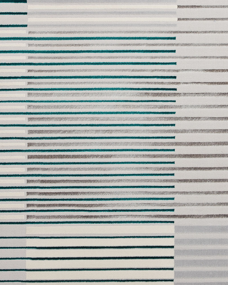 APOLLO 2681 GREY GREEN METALLIC STRIPE RUG