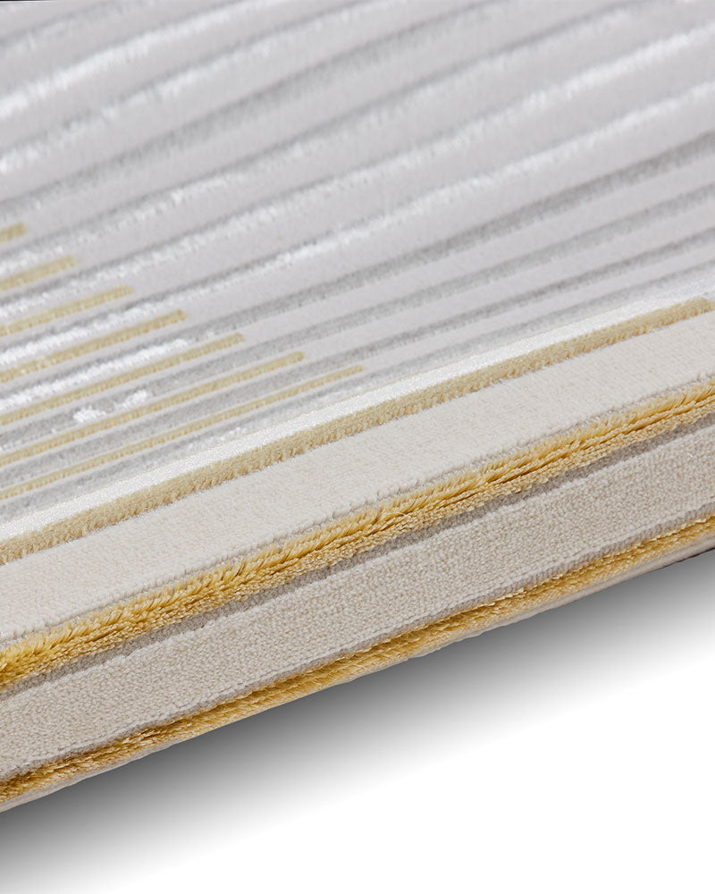 APOLLO 2681 GREY GOLD METALLIC STRIPE RUG