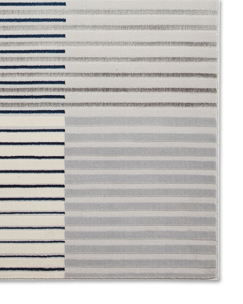 APOLLO 2681 GREY NAVY METALLIC STRIPE RUG
