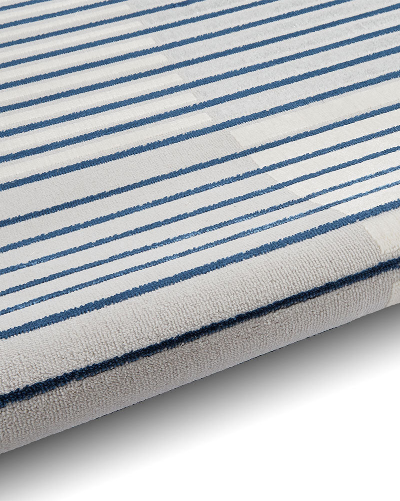 APOLLO 2681 GREY NAVY METALLIC STRIPE RUG