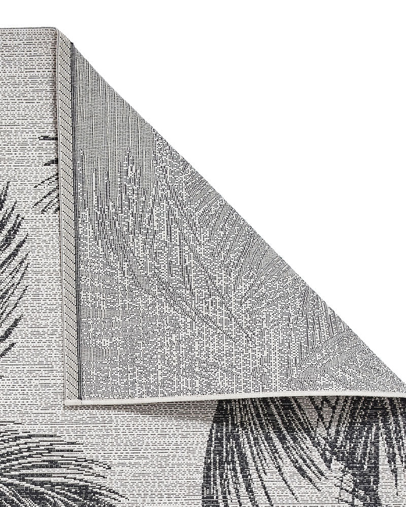 MIAMI CREAM BLACK PALM A444 INDOOR / OUTDOOR FLAT WEAVE RUG