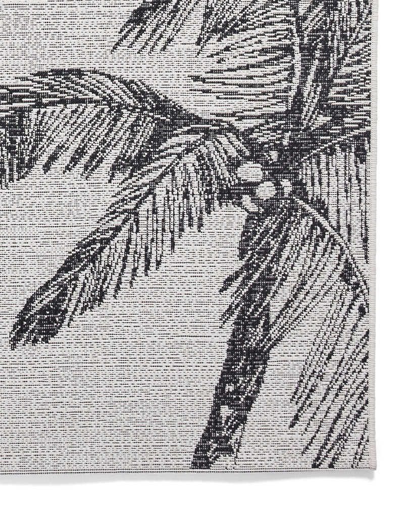 MIAMI CREAM BLACK PALM A444 INDOOR / OUTDOOR FLAT WEAVE RUG