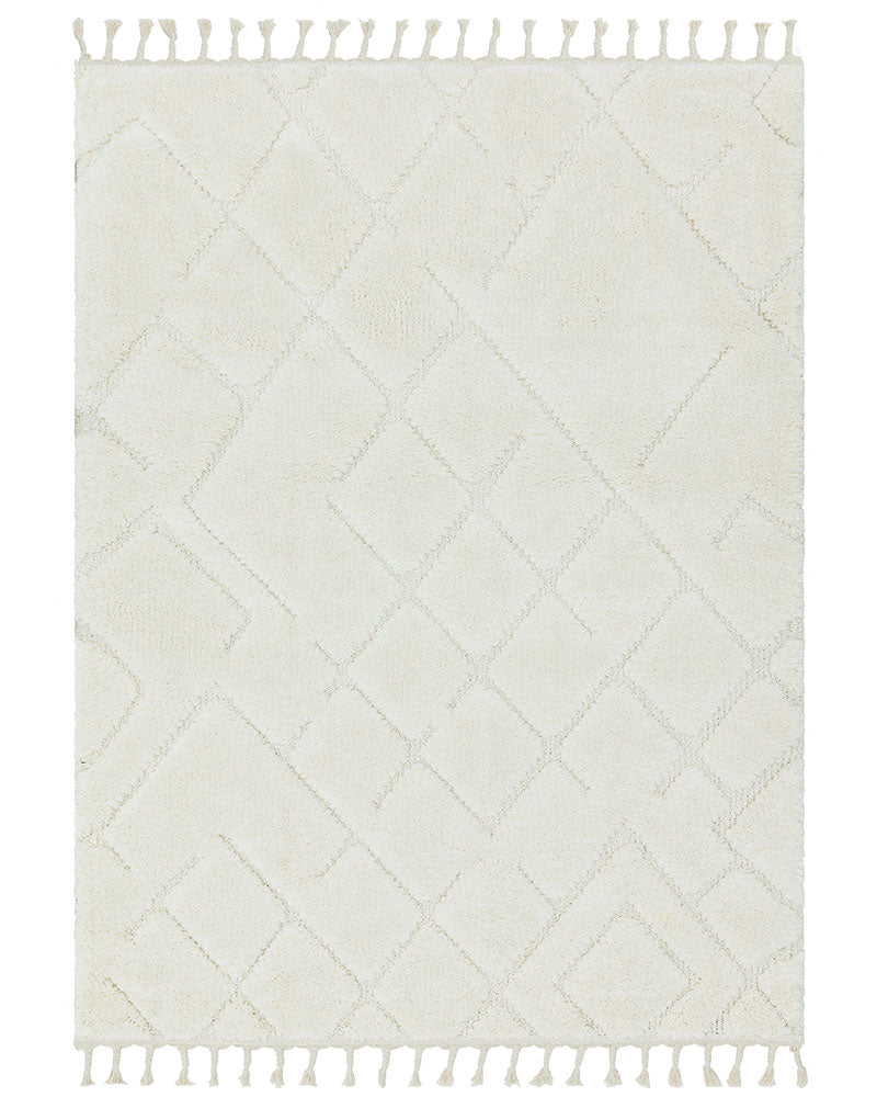 ARIANA AR04 VANILLA MOROCCAN BOHO TASSLE IVORY RUG