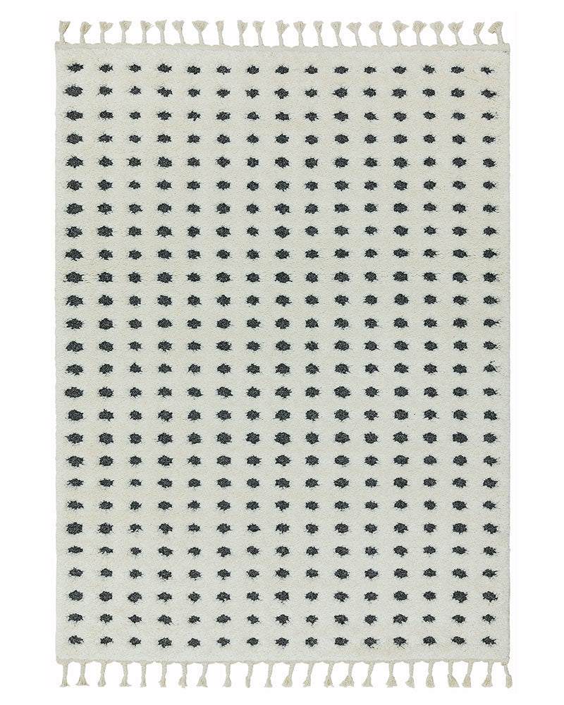 ARIANA AR05 GREY DOTTY MOROCCAN BERBER BOHO TASSLE RUG