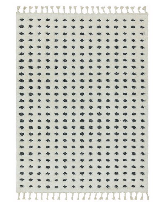 ARIANA AR05 GREY DOTTY MOROCCAN BERBER BOHO TASSLE RUG