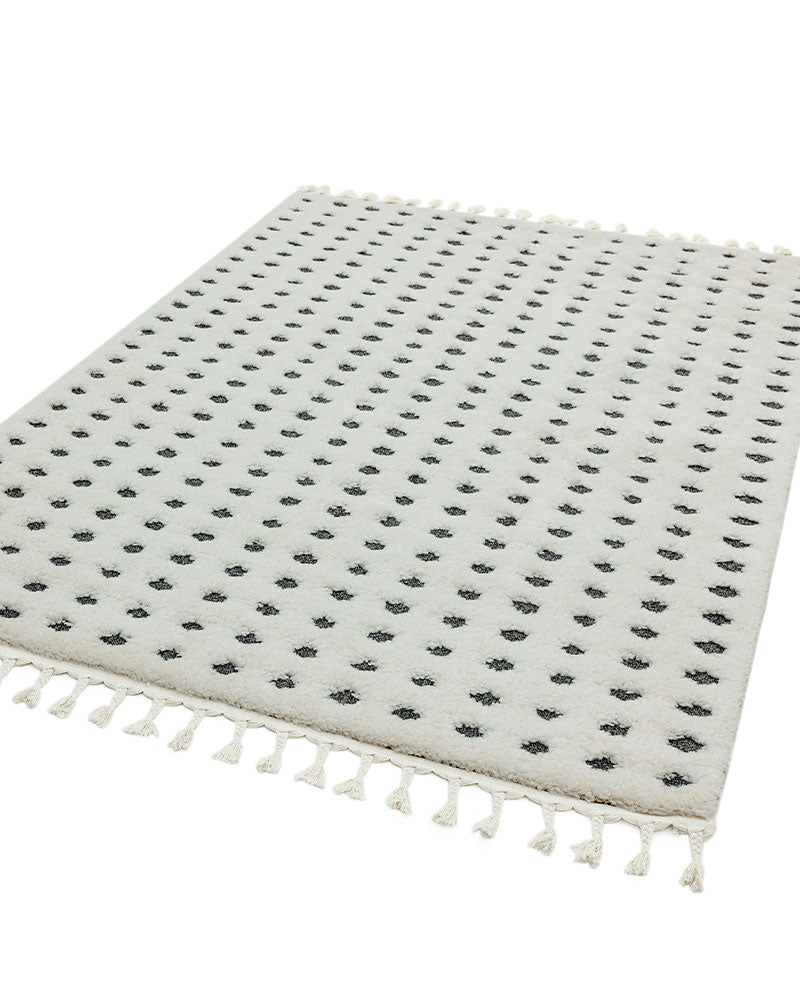 ARIANA AR05 GREY DOTTY MOROCCAN BERBER BOHO TASSLE RUG