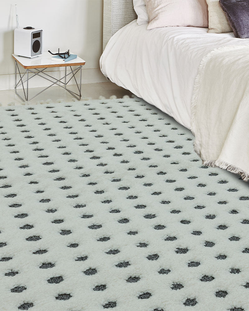 ARIANA AR05 GREY DOTTY MOROCCAN BERBER BOHO TASSLE RUG