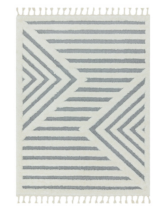 ARIANA AR06 GREY MOROCCAN BOHO TASSEL RUG