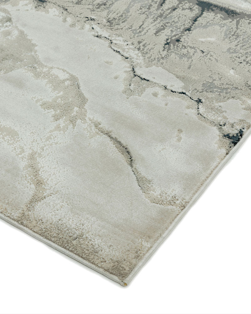 AURORA AU05 QUARTZ BEIGE SILVER CHARCOAL GREY ABSTRACT MARBLE RUG