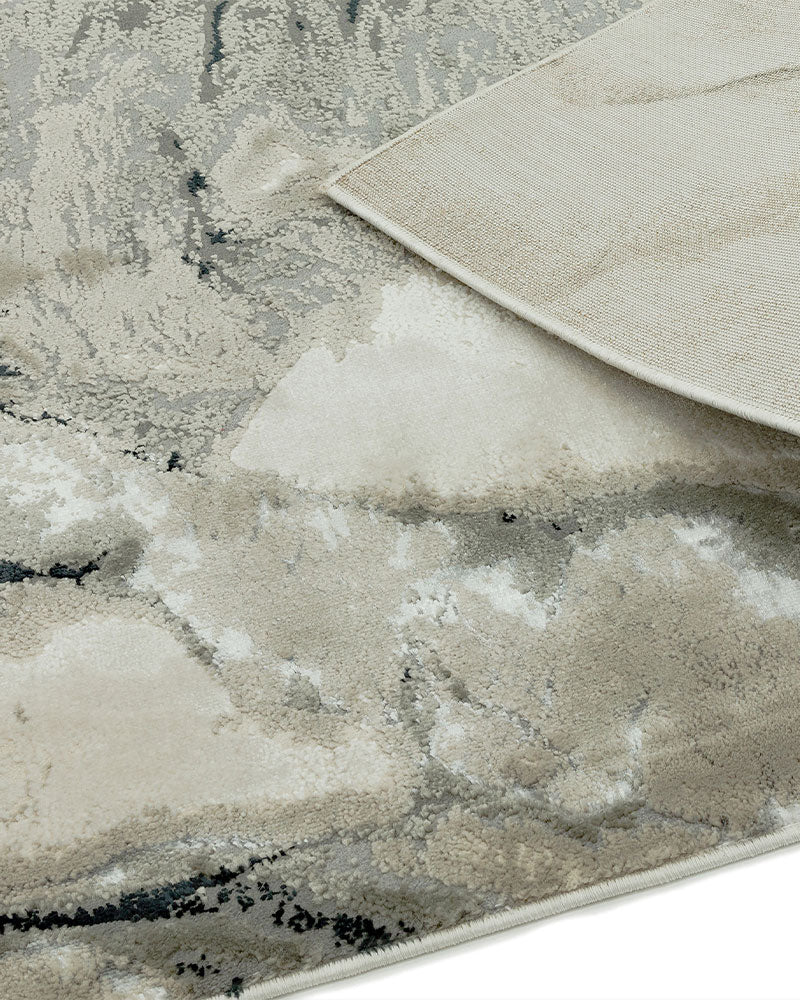 AURORA AU05 QUARTZ BEIGE SILVER CHARCOAL GREY ABSTRACT MARBLE RUG