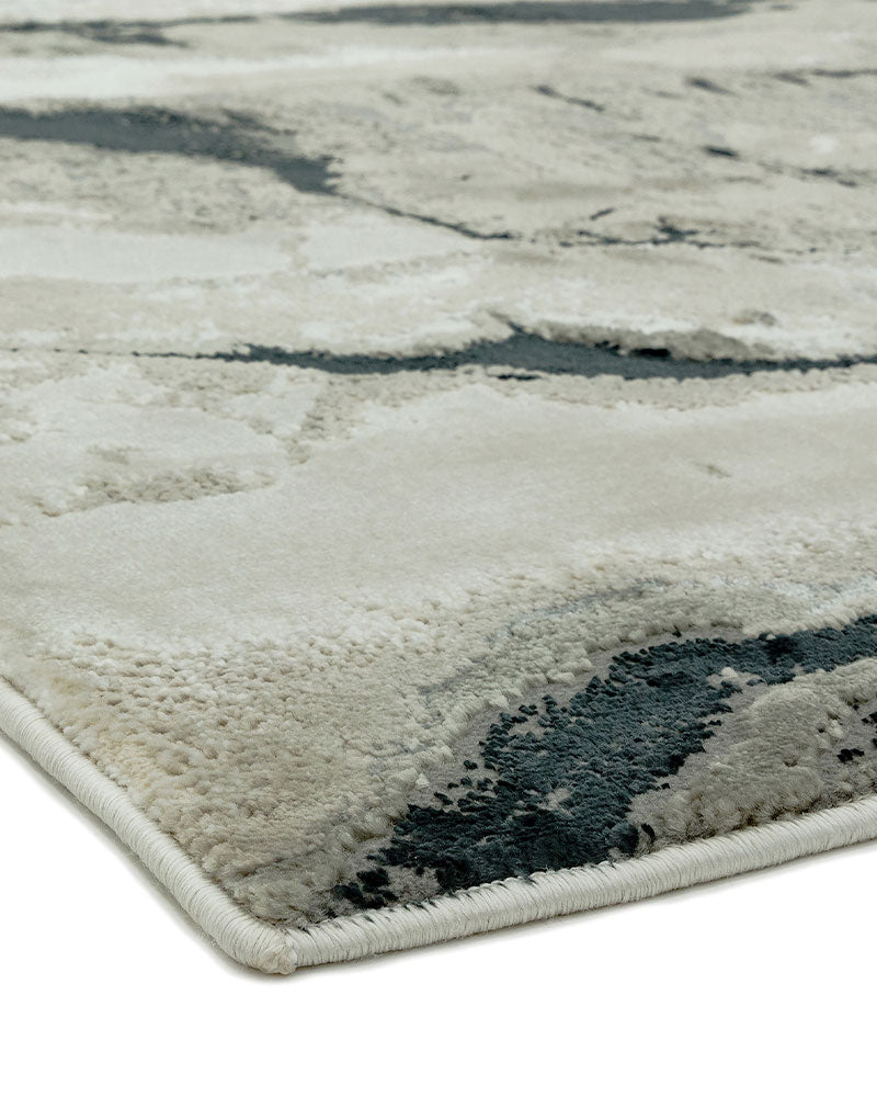 AURORA AU05 QUARTZ BEIGE SILVER CHARCOAL GREY ABSTRACT MARBLE RUG